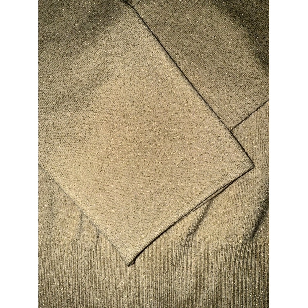 Talbots Made in Italy XL Gold Shimmer Wool Cardigan Holiday Metallic Sweater NYE - Picture 3 of 10